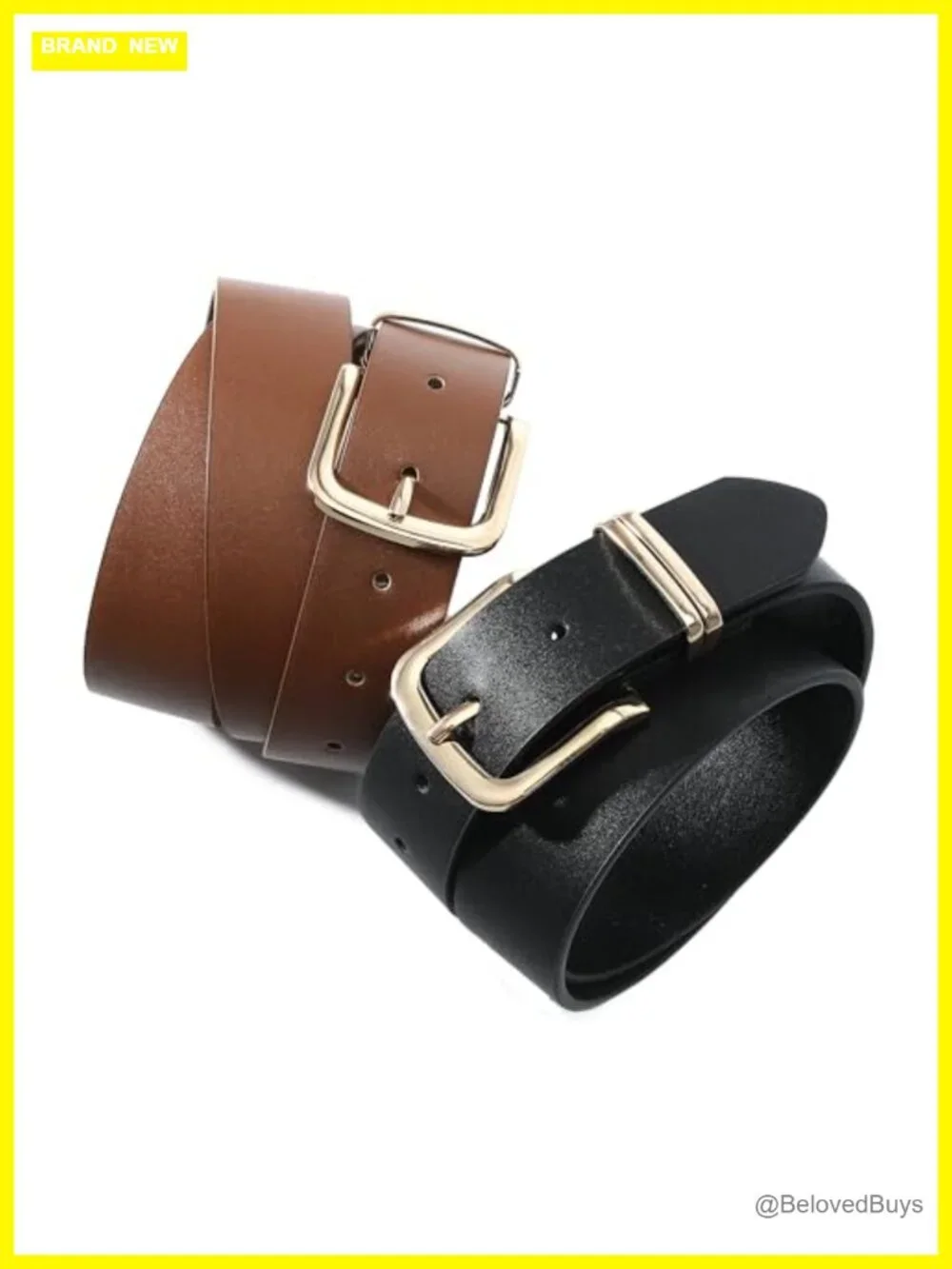 Faux Leather Belt for Women Casual Waist Belt with Gold Buckle